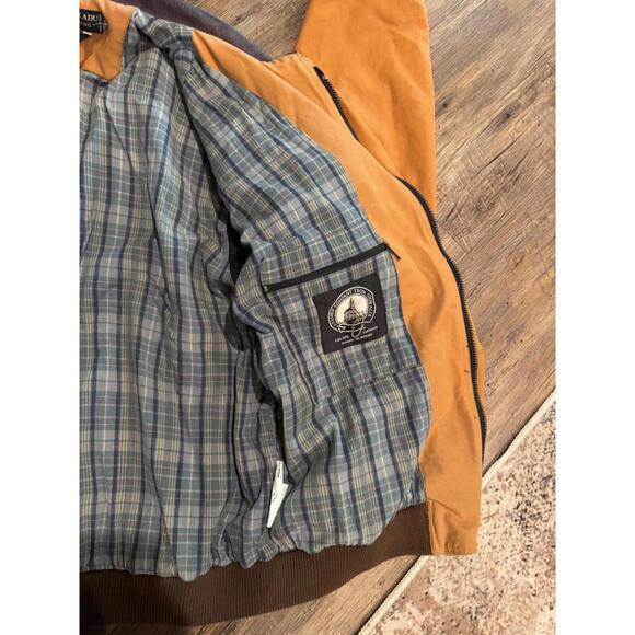 Kakadu Traders Australia Jacket Leather  Trim Tan Mens Canvas Bomber L/XL - Picture 6 of 9